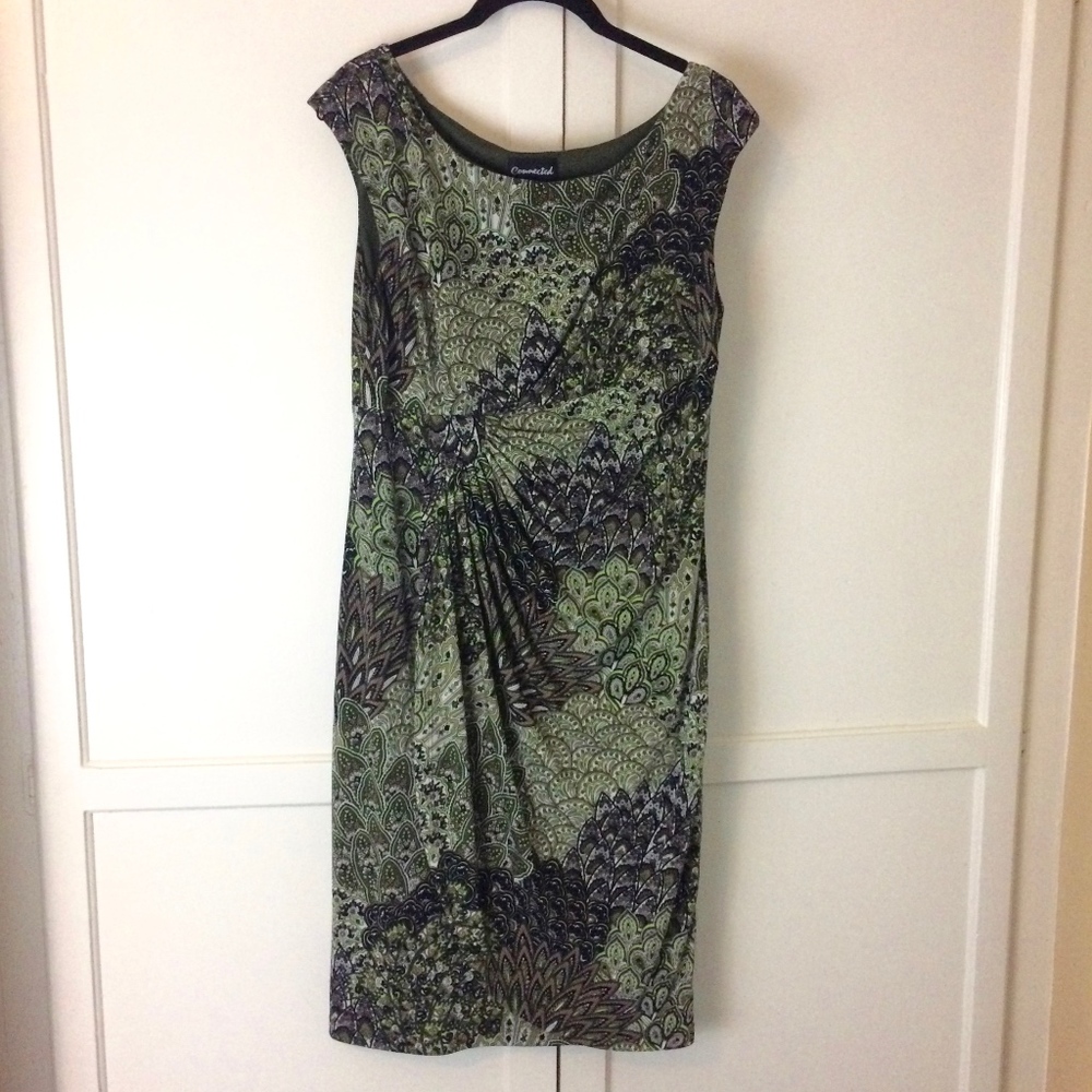 CONNECTED  APPAREL FAUX WRAP DRESS